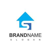 Home Sale Logo Template With Silhouette Letter S Symbol vector