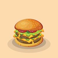 hamburguesa de carne grande y jugosa de comida rápida vector