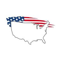 vector illustration of Map of USA with national flag