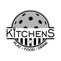 Kitchen Chef Design Logo template.Restaurant and playing pickleball vector
