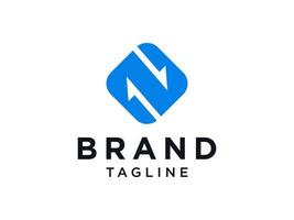 Abstract Initial Letter N Logo. Blue Shape with Negative Space Letter inside. Usable for Business and Technology Logos. Flat Vector Logo Design Template Element.