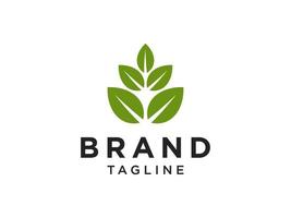 Abstract Nature Logo. Green Leaf Icon Line isolated on White Background. Usable for Business, Healthcare, Farm and Ecology Logos. Flat Vector Logo Design Template Element.