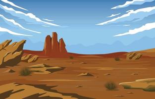 Horizon Sky Western American Rock Cliff Vast Desert Landscape Illustration vector