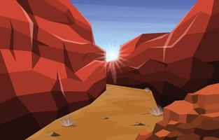 Sunset in Western American Rock Cliff Vast Desert Landscape Illustration vector