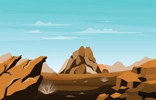 Horizon Sky Western American Rock Cliff Vast Desert Landscape Illustration vector