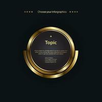 A circles golden infographic option template design, objects, elements on dark background, vector and illustration