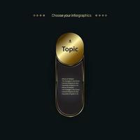 A golden Steps buttons web design on dark background, One premium Chart Infographics design on dark background