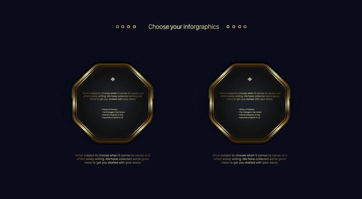 Two golden polygon shapes design on dark background, the premuim buttons web or technology elements templates design in vector, illustration