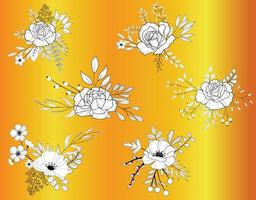 white flower hand drawn vector