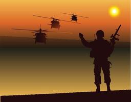 the silhouette of man gesturing helicopter vector