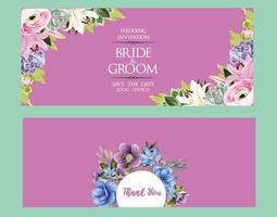 plantilla de tarjeta de boda floral acuarela vector