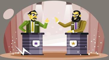 Two lawyers debate in a court background vector illustration for free