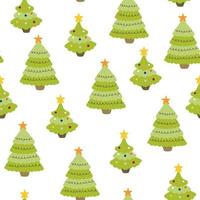Seamless pattern with hand-drawn Christmas trees. Colorful vector background. Decorative wallpaper, well suited for printing textiles, fabric, wallpaper, gift paper.