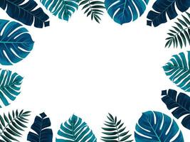 marco tropical con hojas de plátano, monstera y hojas de palma. ilustración vectorial perfecto para postales, invitaciones de boda y carteles. vector