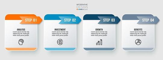 concepto de negocio de plantilla infográfica con paso. vector