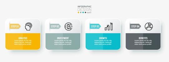 concepto de negocio de plantilla infográfica con paso. vector