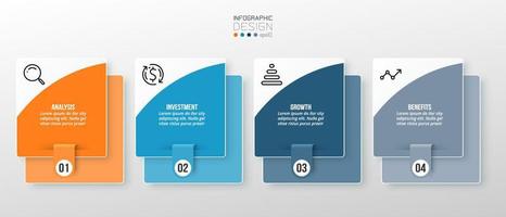 concepto de negocio de plantilla infográfica con paso. vector