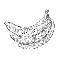 Mandala Banana Coloring Page For Kids vector