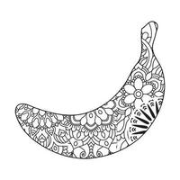 Mandala Banana Coloring Page For Kids vector