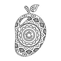 Mandala Mango Coloring Page For Kids vector