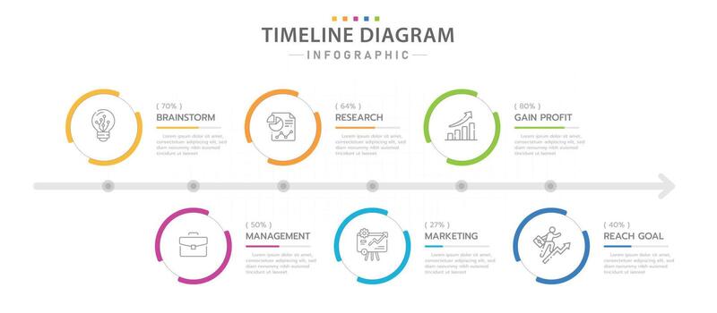 Infographic template for business. 6 Steps Modern Timeline diagram with circles, presentation vector infographic.