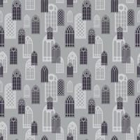 Gothic windows seamless pattern. Silhouette of vintage stained glass church frames. Vector