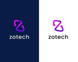 letter z with tech logo design template vector