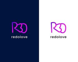 letter r and d with love logo design template vector