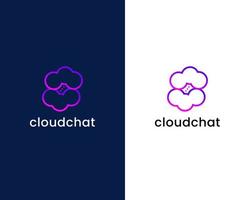 cloud with chat logo design template vector