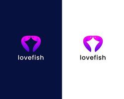 love with fish logo design template vector