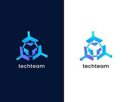 team with connect logo design template vector