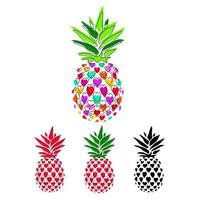 Pineapple Tropical fruit sketch black line vector illustration
