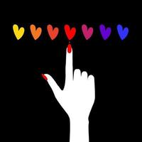 A woman's hand with a manicure chooses a red heart vector