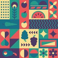 Geometric Vegetables and Fruits Background vector
