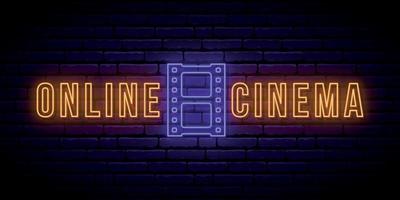 Online cinema neon signboard.
