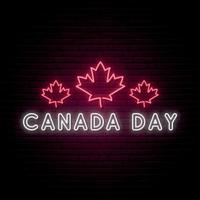 feliz día de canadá letrero de neón. vector