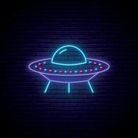 Neon UFO sign. vector