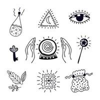 Doodle set of magic objects vector