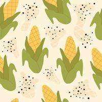 Vector seamless pattern with cute corn cobs. Autumn harvesting, vegetarian, vitamins, vegetables.Hand drawn flat illustration