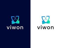 plantilla de diseño de logotipo de letra v y w vector