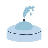 Pet water fountain with drops of water in cartoon flat style. Vector illustration of cat or dog accessories.