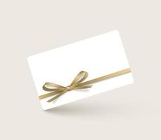 vale de regalo blanco con cintas doradas y lazos. plantilla para un cupón de regalo festivo, invitación y certificado. ilustración vectorial vector