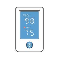 Pulse Oximeter with normal value. Digital device to measure oxygen saturation. vector