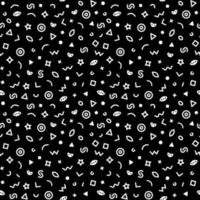 Memphis style white seamless pattern on black background. vector