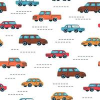 Seamless trendy pattern. A classic cars in retro color on white background. vector