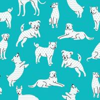 Simple seamless pattern with dogs in the Memphis geometric style vector