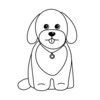 Maltipoo dog colouring page. Outline vector illustration