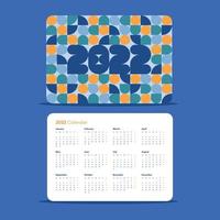 template national design pocket calendar 2022 with colorful geometric abstract pattern. vector