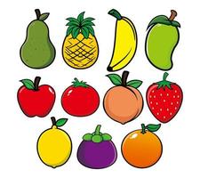 set of fruits mascot design vector