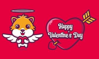 Cute hamster hugging a heart with happy valentine's day greetings vector